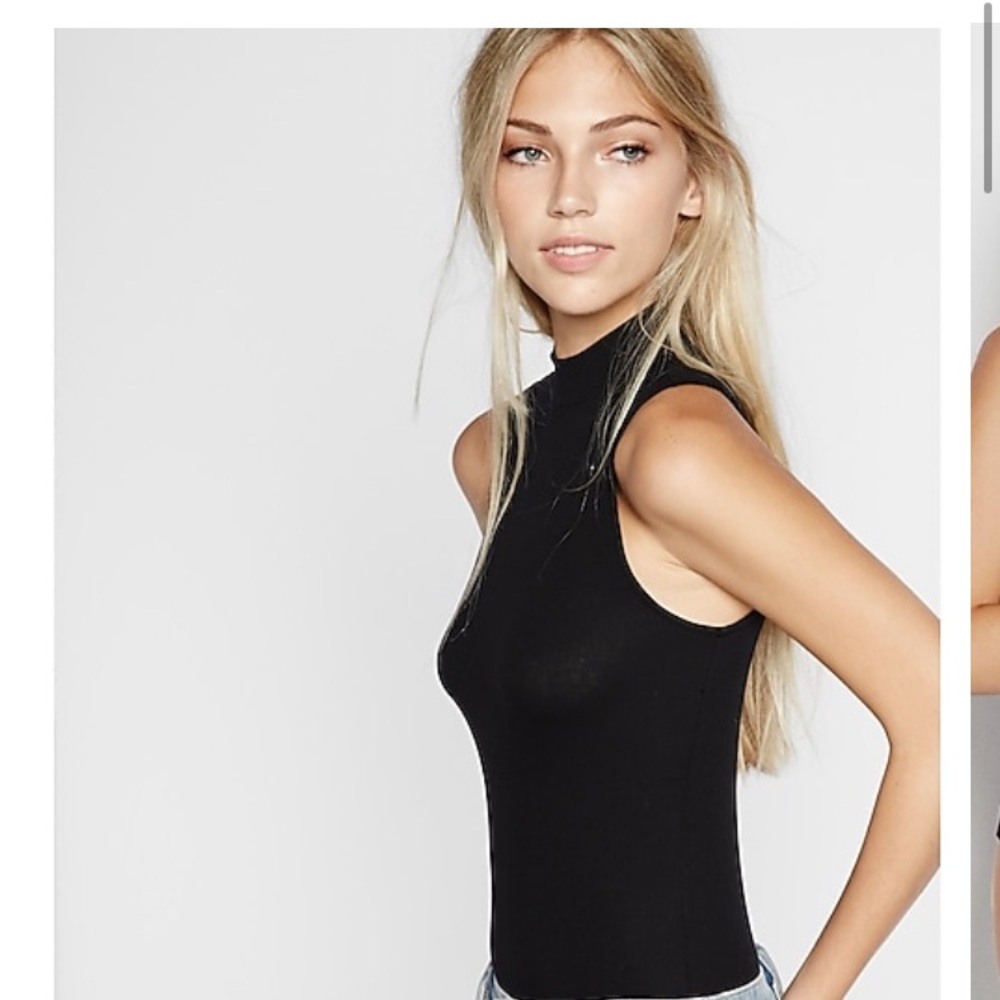 Express Ribbed Mock Neck Thong Bodysuit